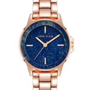 Anne Klein Women’s Rose Gold-Tone Quartz Watch Blue Dial 30mm AK-4132BLRG